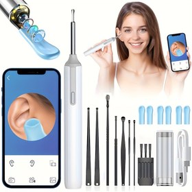 Resim 8-in-1 Kablosuz Kulak Tıraşı Kiti Kamera ve Işık ile - 6 Kaşık Seti, USB Şarj Edilebilir Lityum Pil, Wi-Fi Fonksiyonu, iOS ve Android Kullanıcıları için Güvenli Ev Kulak Temizliği, Kulak Bakım Aksesuarları | Çok Fonksiyonlu Araç | USB Şarj Edilebilir Cihaz 