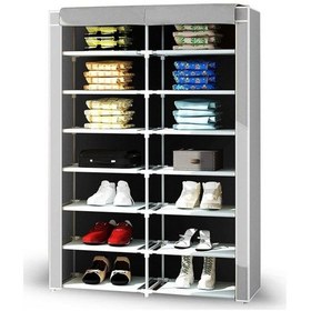 Resim Sepet38 2 Bölmeli Metal Profilli Bez Dolap Ayakkabılık - Gri 