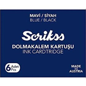 Resim Dolmakalem Kartusu Scrikss Mavi/Siyah 6 Li 