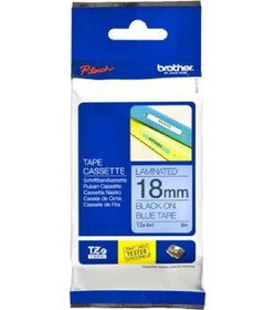 Resim Brother TZE-541 18 mm Mavi Üzeri Siyah Laminasyonlu Etiket 