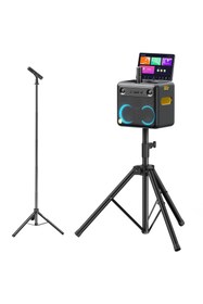 Resim Ikarao Partybox Hoparlör Ve Mikrofon Standlı Break X2 300w Karaoke Bluetooth Hoparlör Seti 