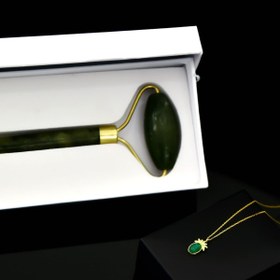 Resim Papatya Silver 925 Ayar Gümüş Gold Kaplama Yeşim Taşlı Ananas Kolye Yeşim Taşı Çift Taraflı Yüz Masaj Aleti Hediye 