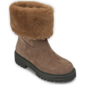 Resim Deery Hakiki Süet Vizon Rengi Kadın Kürklü Bot - 02150Zvzne01 Vizon 