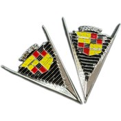 Resim OTO SÜSLEN İSTANBUL Kendinden Yapışkanlı Metal Döküm Arma Cdillac Üçgen Çift 