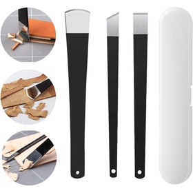 Resim 5 Parça Suni Deri El Sanatları Bıçak Seti Paslanmaz Çelik Bıçaklarla - Deri İşleme İçin Temel DIY Araçları, Deri Soyucu Kürek & İnceltme Bıçakları, Dayanıklı Siyah Saplar, Kompakt Saklama Kutusunda, Suni Deri İşleme Araçları 