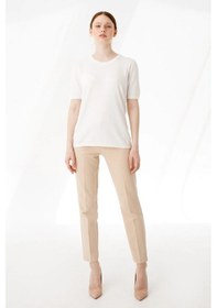 Resim Desen Minimalist Oversize Yuvarlak Yaka Kısa Kol Kadın Bluz - Günlük & Şık Kemik 
