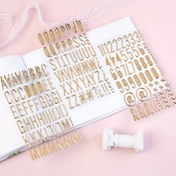 Resim 3 Sayfa 170 adet 3D Altın Kabarık Harf Sayısı Etiketleri 25mm Harf Etiketleri Kendinden Yapışkanlı Etiketler DIY El Sanatları Scrapbooking Dekoratif 