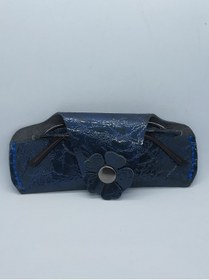 Resim sorte store Hakiki Deri Baskılı Mavi El Yapımı Handmade Gözlük Kılıfı 