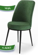 Resim Canisa Concept Dexa Serisi, Üst Kalite Yemek Odası Sandalyesi, Metal Siyah Iskeletli, 4 Adet Yeşil Sandalye 