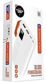 Resim Pmr 10.000 Mah Pd 22.5W Dahili Kablolu Hızlı Şarj Led Fener QC10 Beyaz Powerbank 