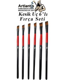 Resim Yan Kesik Uçlu Fırça Seti 6 Lı Resim Fırçası 1 Paket Sentetik Yan Kesik Fırca Seti 1 Paket Sanatsal 
