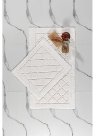 Resim Elart Frio Banyo Halısı Paspas Takımı Pamuklu 2 Adet 60x100 Cm Krem Krem 