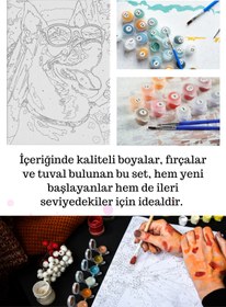 Resim Su'lepas Sayılarla Boyama Çerçeveli Hobi Seti Numaralı Tuval Fırça Boya Dahil Kasnaklı KÖPEK 40X50 Cm 
