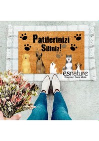 Resim Esnature Köpek Desenli Patilerinizi Silin Yazılı Kapı Önü Paspas 