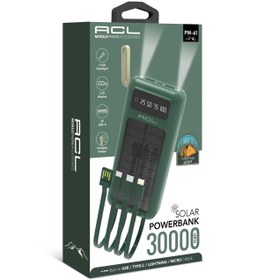 Resim linarya Pw-61 Solar Led Fenerli 2xusb Lcd Göstergeli Mıcro,typec,lıghtnıng Kablolu 30000 Mah Powerbank 