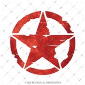 Resim Rfhlm167 Reflektif Vintage Asker Yildizi Kan Kirmizi Kucuk Boy 