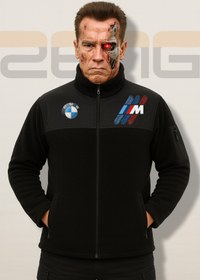 Resim ZENG Siyah MPOWER Baskılı Erkek Polar Hırka Mont Softshell detaylı 