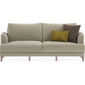 Resim Enza Home Fiore 3'lü Yataklı Koltuk, Kadife Dokulu - Krem 