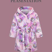 Resim Sevimli Karikatür Baskılı Rahat Kız Çocuk Kapüşonlu Flanel Bornoz - Yumuşak Polyester, Makinede Yıkanabilir 
