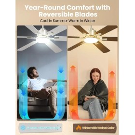 Resim 132 cm Tavan Vantilatörü ve LED Aydınlatma,sessiz, Uzaktan Kumandalı 