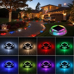 Resim 2/4/8/12 adet Güneş Enerjili Sürüş Işıkları, RGB Renkleri, Güneş Enerjili Yol Işıkları, Güneş Enerjili Güverte Işıkları, Dış Mekan Su Geçirmez IP68, Güneş Enerjili Dok Işıkları Sürüş İşaretleyici için, Merdiven, Tekne Dok, Adım, Yürüyüş Yolu, Noel Dış Mekan Dekoru. 