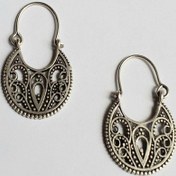 Resim Gümüş Kaplama Antik Desenli Motif Küpe Gümüş 