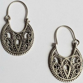 Resim Gümüş Kaplama Antik Desenli Motif Küpe Gümüş 