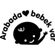 Resim Arabada Bebek Var Sticker Oto Motor Laptop Duvar Folyo Sticker 30X18 cm 
