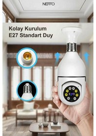 Resim Ampul Kamera Harekete Duyarlı Gece Görüşlü Kablosuz Bebek Izleme Kamerası Güvenlik Akıllı Wifi 