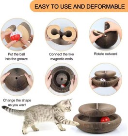 Resim Yıldızan srdshop Akordiyon Kedi Tırmalama Oyuncağı, Çıngıraklı Zilli Top Ve Kedi Nanesi Hediyeli Tırmalama Pa 