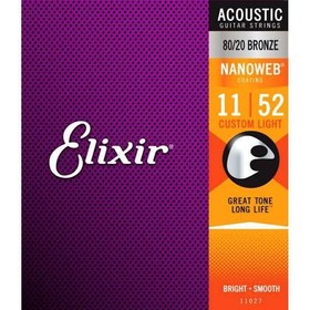 Resim Elixir 11027 Nanoweb 80/20 Bronze Akustik Gitar Teli (11-52) 