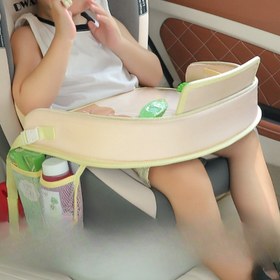 Resim Çocuk araba koltuğu tezgahı, çok fonksiyonlu depolama araç masası, bebek arabası masa tahtası, seyahat için iyi bir yardımcı 
