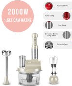 Resim Karaca Inox Gövde Premium 2000w Turbo 1,5 Lt Cam Hazneli, 4 Kanatlı Çelik Bıçak Mutfak Robotu & Blender 
