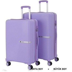 Resim Mçs Bavul Büyük Ve Orta 2li Set Kırılmaz Silikon Valiz V374 Lila Lila 