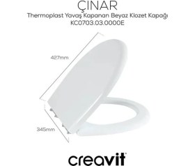 Resim Creavit Pitta Arkadan Çıkışlı Klozet + Rezervuar + Iç Takım + Çınar Tp Yavaş Kapanan Kapak 4 'lü Set 