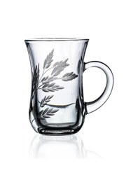 Resim Decocia 6'lı Kulplu Çay Bardağı 145cc Sürgün Desenli Şeffaf 