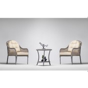 Resim Zen Çay Seti Bahçe ve Balkon Mobilyası Takımı (1+1+Sehpa) Krem 