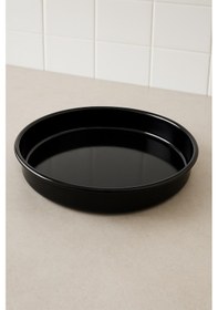 Resim 42 Cm Siyah Emaye Yuvarlak Fırın Tepsisi Dayanıklı, Kolay Temizlenebilir, Sağlıklı Pişirme Siyah 