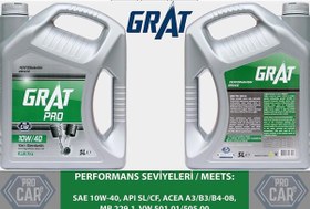 Resim Grat 10w40 Motor Yagı Yarı Sentetık 5 Lt (610405) 