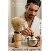 Resim Skygo Klasik Tıraş Seti – Ahşap Saplı Fırça & 304 Paslanmaz Çelik Tıraş Tası 