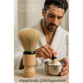 Resim Skygo Klasik Tıraş Seti – Ahşap Saplı Fırça & 304 Paslanmaz Çelik Tıraş Tası 