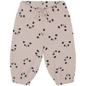Resim Antebies Bambu, Bej Panda Desenli Beli Lastikli Bağcıklı Uzun Kollu Erkek Kız Bebek Tshirt Pantolon Set Krem 