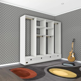 Resim Kenzlife giysi dolabı 4 bölmeli 4 çekmeceli kamil 182*200*42 byz dolap kapaksız 
