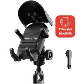 Resim KNMASTER TT-830 Titresim Önleyicili Motosiklet Gidon Bağlantılı Telefon Tutucu 