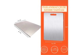 Resim Feyza Design Paslanmaz Çelik Tezgah Koruyucu ve Kesme Tahtası Çift Paket 