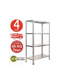 Resim GalvanizRaf 4 Katlı Galvaniz Çelik Arşiv Depo Kiler Rafı 