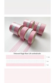 Resim Padme studio Desenli 3’lü Kağıt Bant (1ADET 1,5CMX3M—2ADET 1CMX3M)(PEMBE TONLARI) 