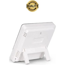 Resim Premium Dijital Masaüstü LCD Ekran Isı Sıcaklık ve Nem Ölçer Termometre Saat Alarm Pilli Beyaz 