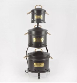 Resim Metal Standlı 3 Katlı Patates Soğan Sarımsak Saklama Kovası Siya 