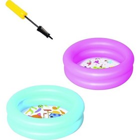 Resim Pompası ile Bestway 51061, Desenli Zeminli Şişme Çocuk Havuz SET Pembe 